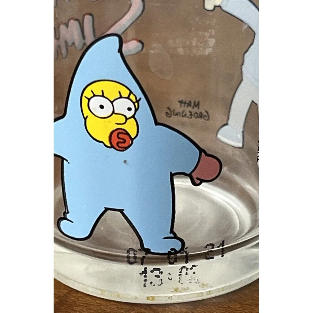 Simpsons Drinking Juice‎ Glass Bart Baby Maggie Rare Promo 2021 Slingshot Snow